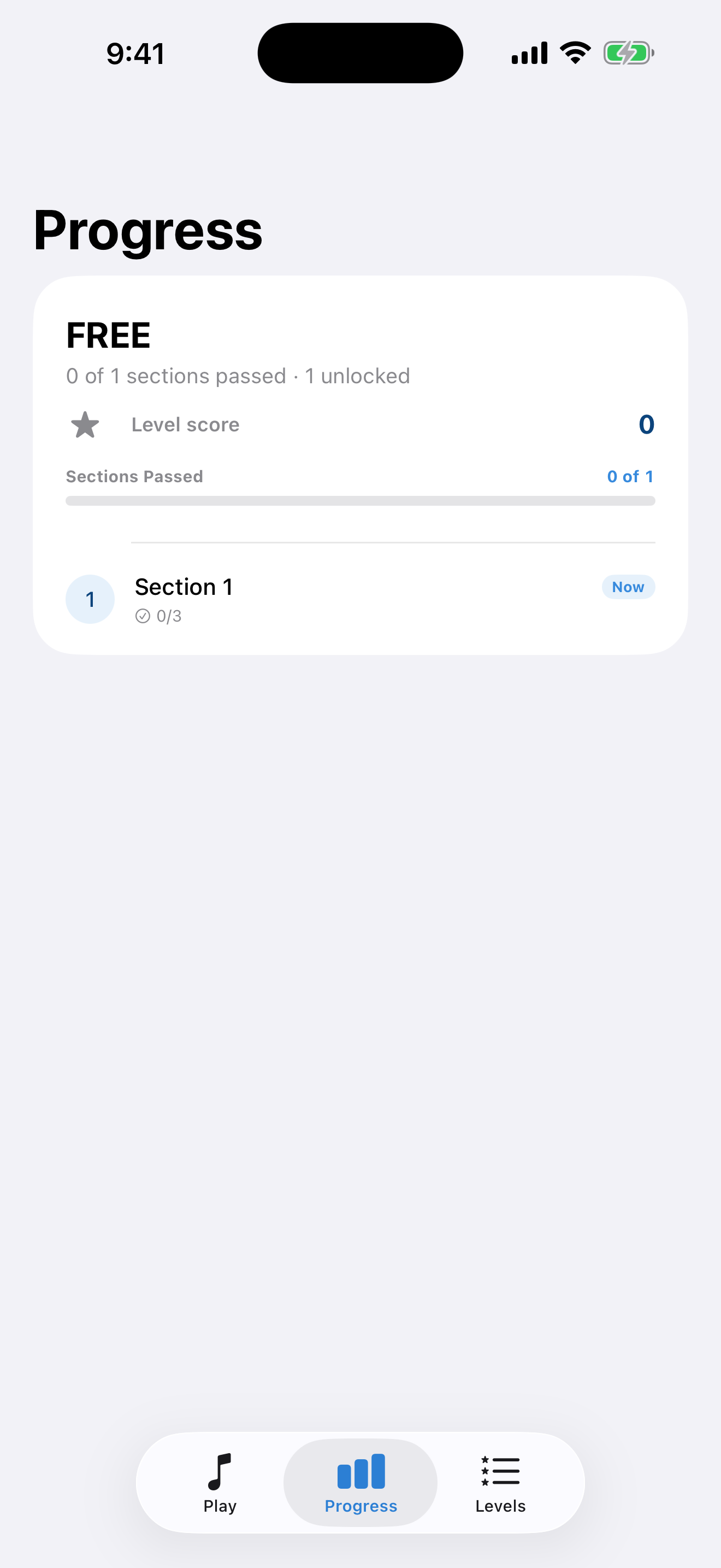TonalPath progress overview on iPhone